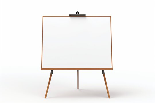 A blank whiteboard on an easel, isolated on a white background