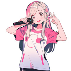 cute anime girl singing Karaoke