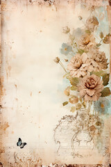 Vintage paper with flowers