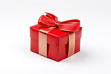Fototapeta premium Gift box with red ribbon isolated on white background.