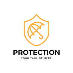 umbrella shield logo design simple vector isolated on white background