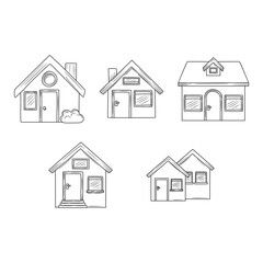 Hand drawn house vector set isolated on white background