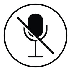 prohibited microphone icon, vector isolated on white background. modern and simple design.