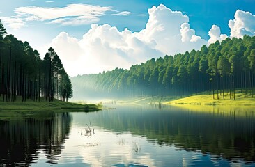 Beatiful nature lake and forest.