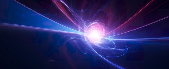 Obraz premium Neon colored glowing high energy singularity in space, 3D rendering.