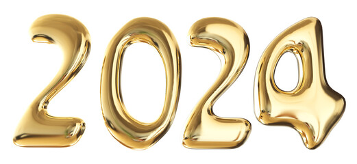Happy New Year 2024 Gold Number 3d