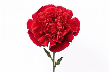 Red Carnation isolated on white background.