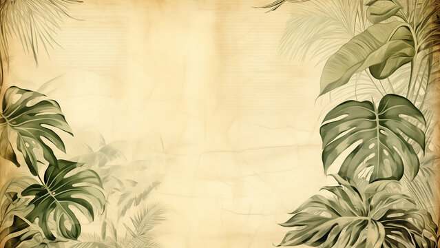 Stationery designed with monstera leaves, vintage style