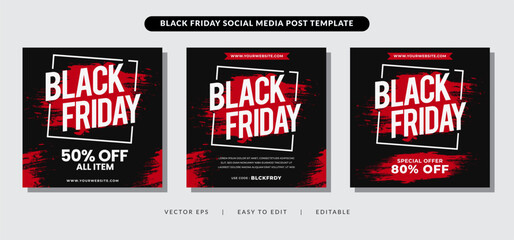 black friday fashion Sale banner post Brush design template