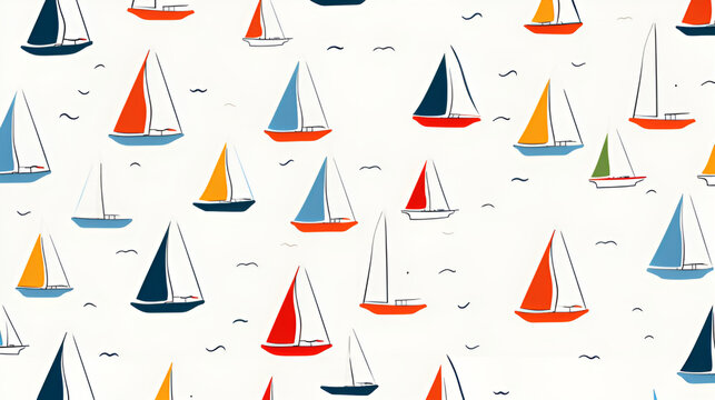 seamless pattern with yacht | generative ai