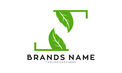 Leaves and letter N silhouette logo design vector