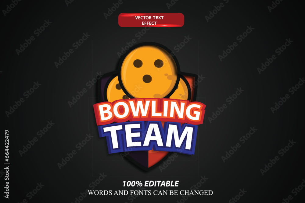 Poster vector 3d template text effect bowling logotype