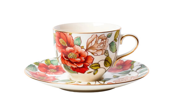 Artisan Porcelain Tea Cup on Transparent Background