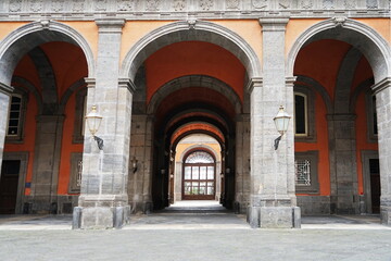 Courtyard of the Royal Palace in Naples, Campania, Italy