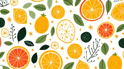 Foto op Plexiglas seamless pattern with oranges   generative ai © No34
