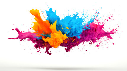 abstract liquid multicolor splash explosion on white background