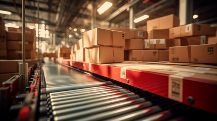 conveyor with packages and boxes