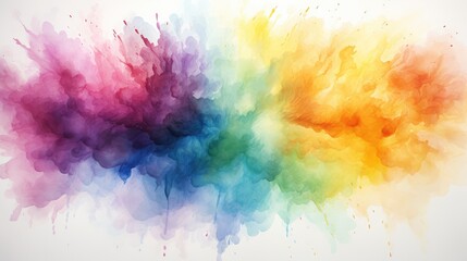 Isolated rainbow watercolor splash on white background 