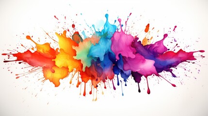 Isolated rainbow watercolor splash on white background 