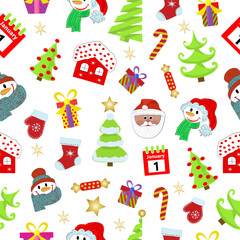 New year's Christmas seamless pattern
