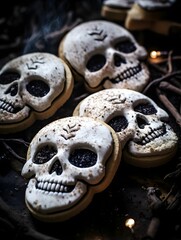 Sugar cookie with pirate decoration,  skulls, cookies for halloween, dia de los muertos, skeleton,...