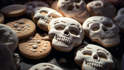 Sugar cookie with pirate decoration,  skulls, cookies for halloween, dia de los muertos, skeleton,...