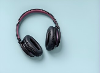 Fototapeta na wymiar Wireless headphones on blue background