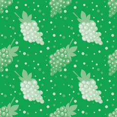 Bunch of grape set seamless pattern on colorful background. Vector illustration.