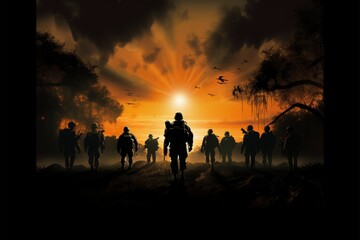 Fototapeta premium Insanely realistic military silhouette, a testament to graphic design mastery