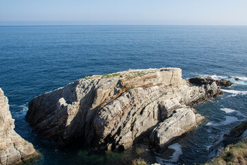 Nature s Majesty: Coastal Landscape with Rocky Cliffs and Crashing Waves