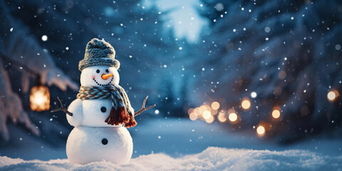 snowman in a winter landscape