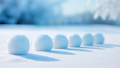 pile Snowballs in the winter  - obrazy, fototapety, plakaty