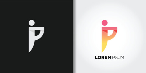 modern letter p logo - obrazy, fototapety, plakaty