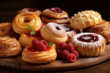 mouthwatering pastries filled with fruity preserves. Generative AI