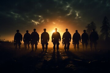 The Unseen Protectors bring to light the dedication of army silhouettes - obrazy, fototapety, plakaty