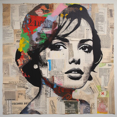 Newspaper collage. AI Generated