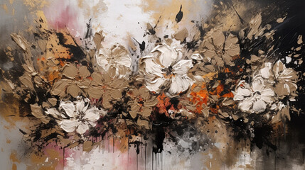 Still life with an abstract flower image. AI Generated