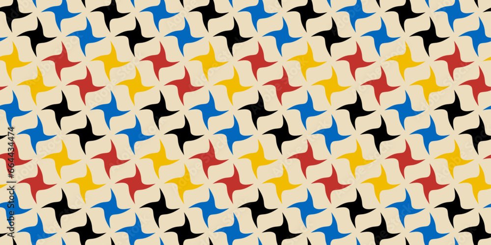 Fototapete twisted four-pointed shapes. seamless vector pattern mosaic of shurikens.