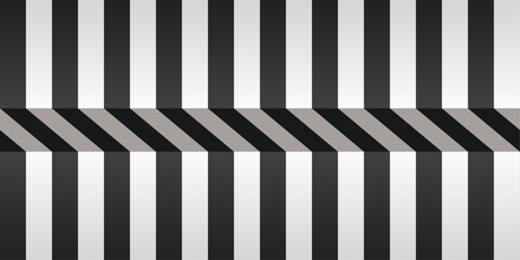 Alternating black and white stripes. Pattern of convex stripes, gradiental.
