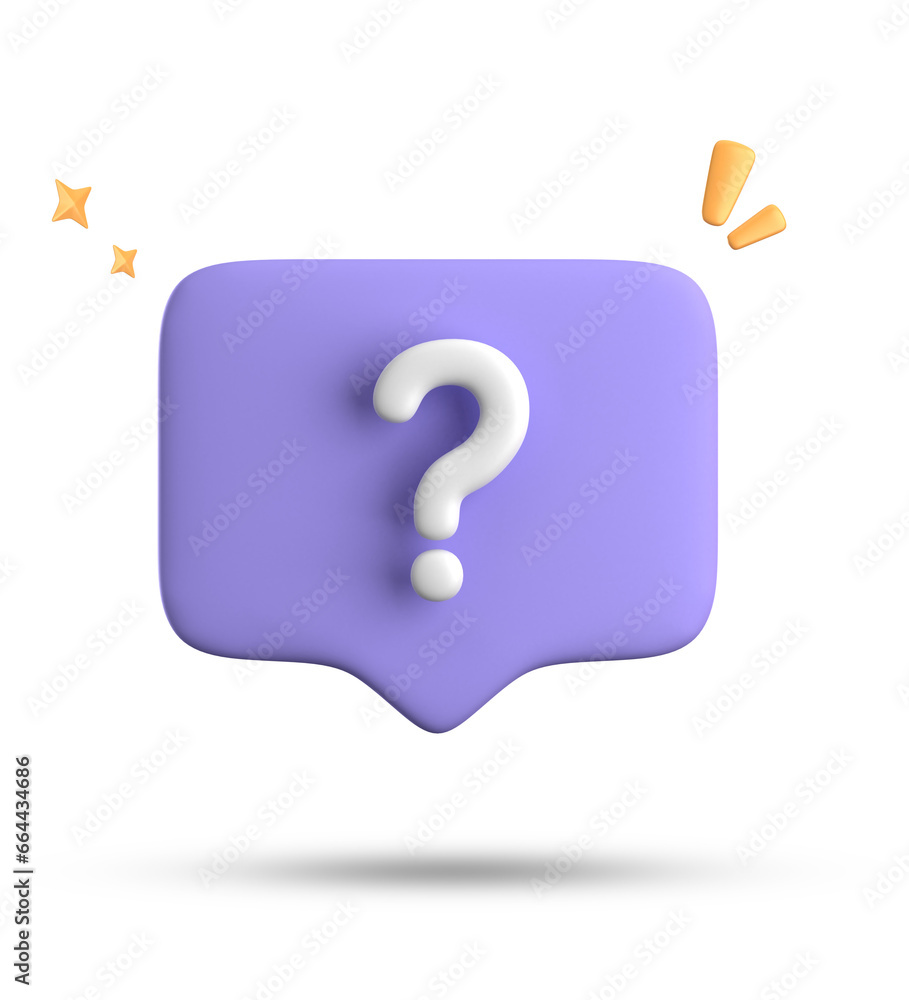 Poster 3d rendering of speech bubble, 3d pastel chat with question mark icon set.