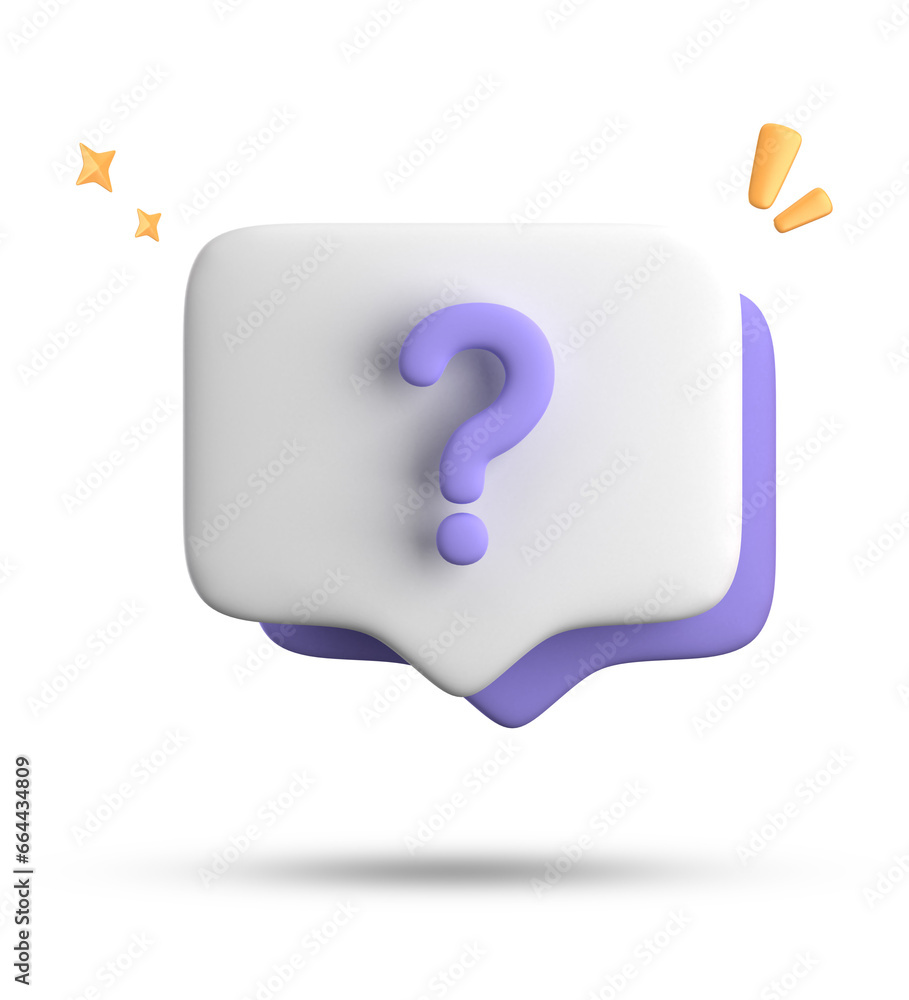 Fototapete 3d rendering of speech bubble, 3d pastel chat with question mark icon set.