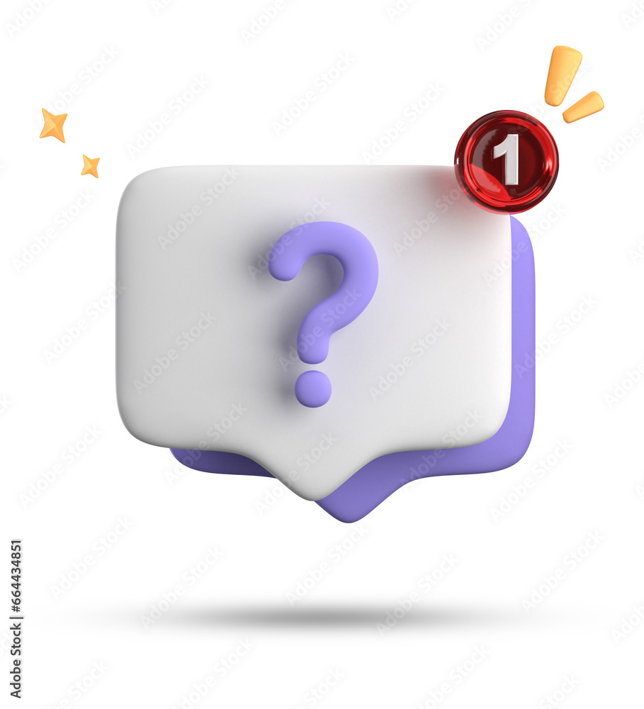 Poster 3d rendering of speech bubble, 3d pastel chat with question mark icon set.
