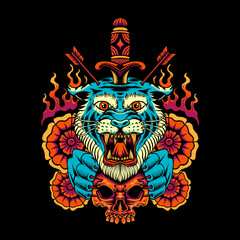 Tiger with dagger