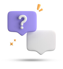 3d rendering of speech bubble, 3D pastel chat with question mark icon set.