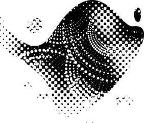 Glitch distorted grungy abstract forms . Blob shape organic. Template for presentation, banner . Fluid isolated shape .Grunge halftone dots . Liquid shapes with grainy texture .Screen print texture