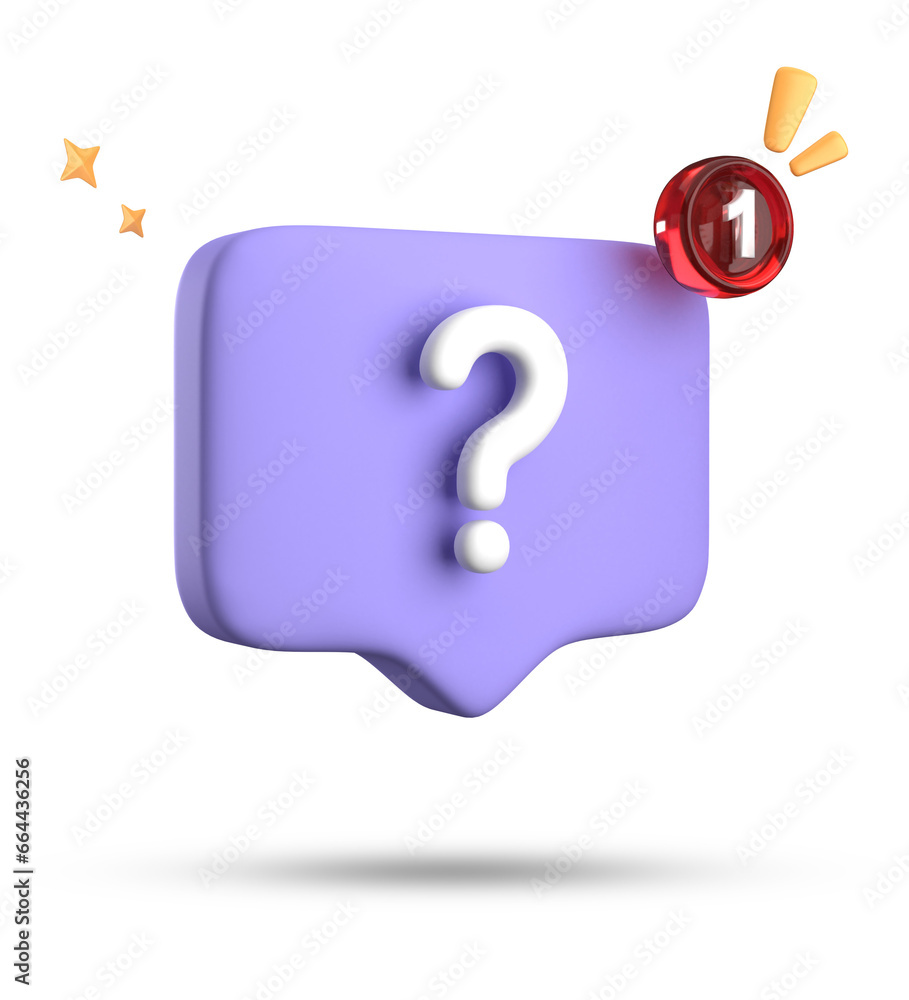 Poster 3d rendering of speech bubble, 3d pastel chat with question mark icon set.