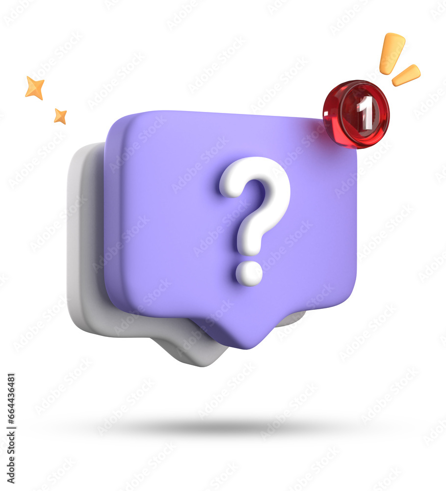Poster 3d rendering of speech bubble, 3d pastel chat with question mark icon set.