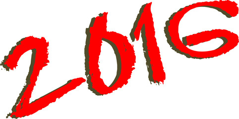 Digital png illustration of red 2016 number on transparent background