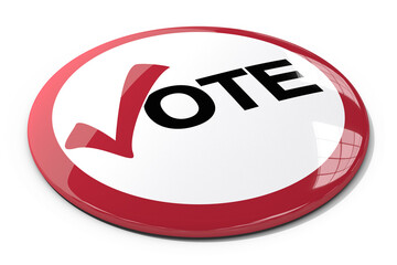 Digital png illustration of white red vote button on transparent background