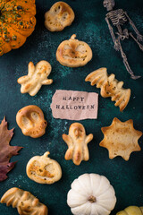 Halloween muffins in shape of bat and ghost